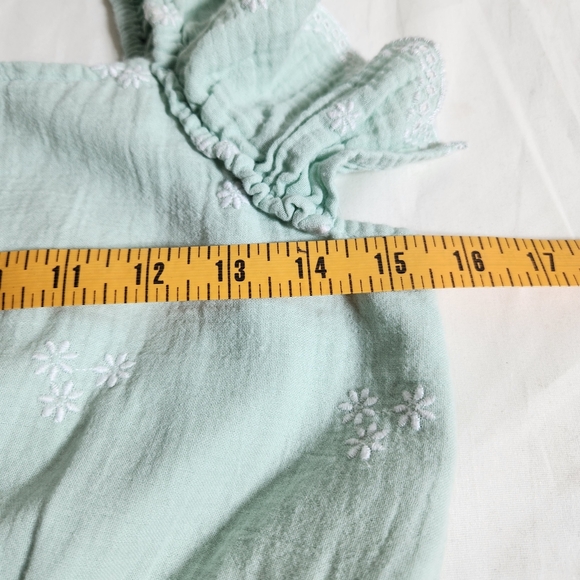 Cat & Jack Light Mint Green Kids XL 14 Dress Embroidery White Flowers - Picture 6 of 9